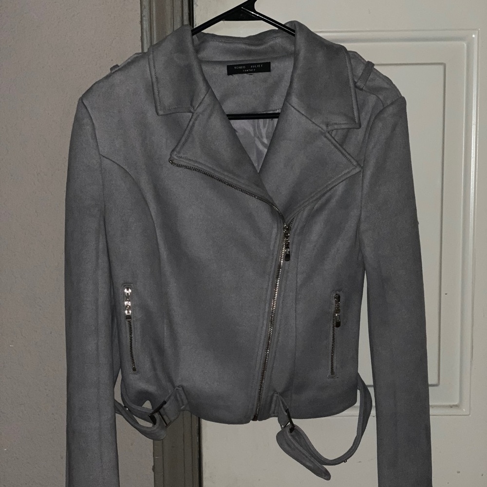 Grey faux shade moto jacket